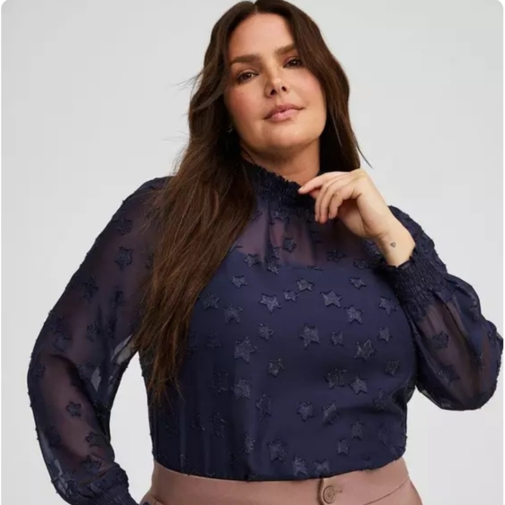 Torrid Navy Star Pattern Blouse